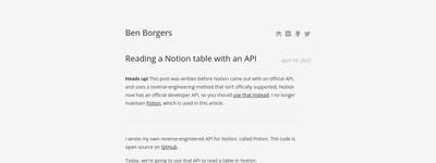 Reading a Notion table with an API - Ben Borgers