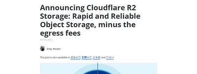 Announcing Cloudflare R2 Storage: Rapid and Reliable Object Storage, minus the egress fees