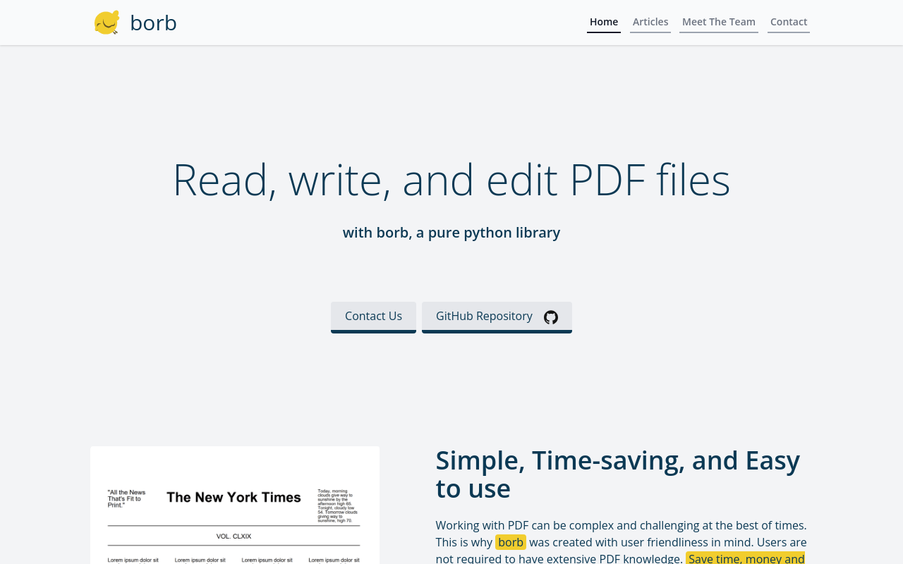 borb | Read, write, and edit PDF files with borb, a pure python library