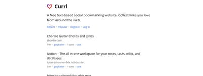 Currl - A social bookmarking website