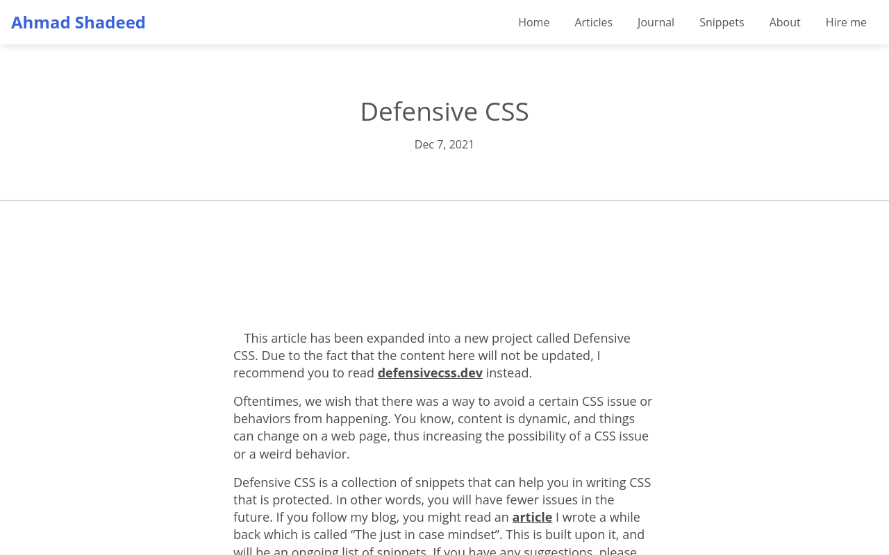 Defensive CSS - Ahmad Shadeed