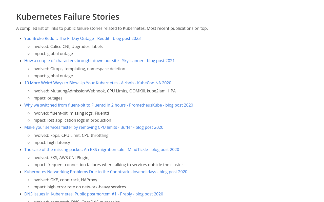 Kubernetes Failure Stories