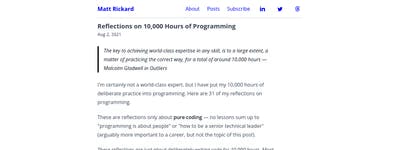 Reflections on 10,000 Hours of Programming