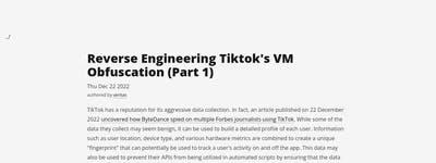 Reverse Engineering Tiktok's VM Obfuscation (Part 1)