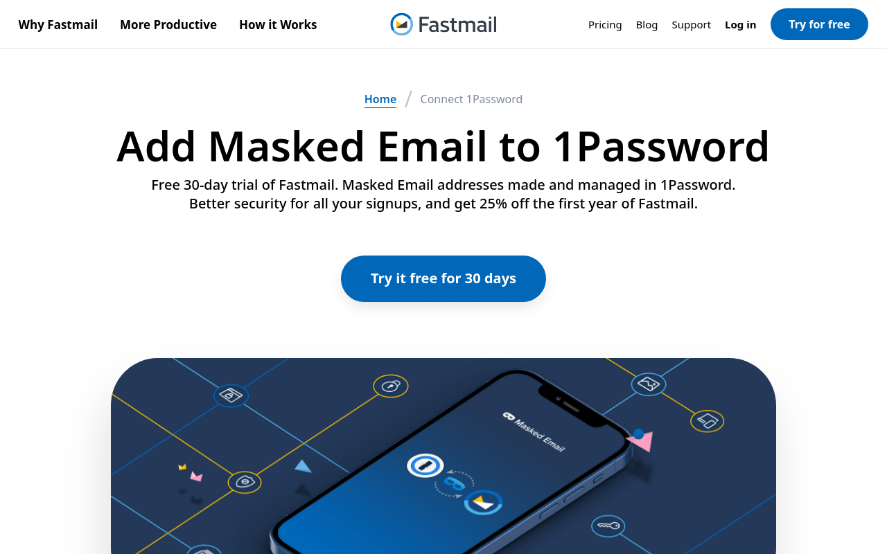 Masked Email from Fastmail and 1Password